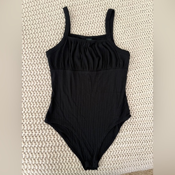 wild fable Tops - Wild Fable Ruched Ribbed Black Bodysuit